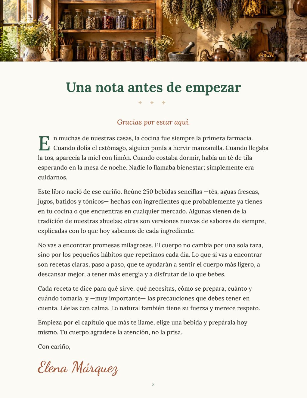 Una nota antes de empezar, página del libro